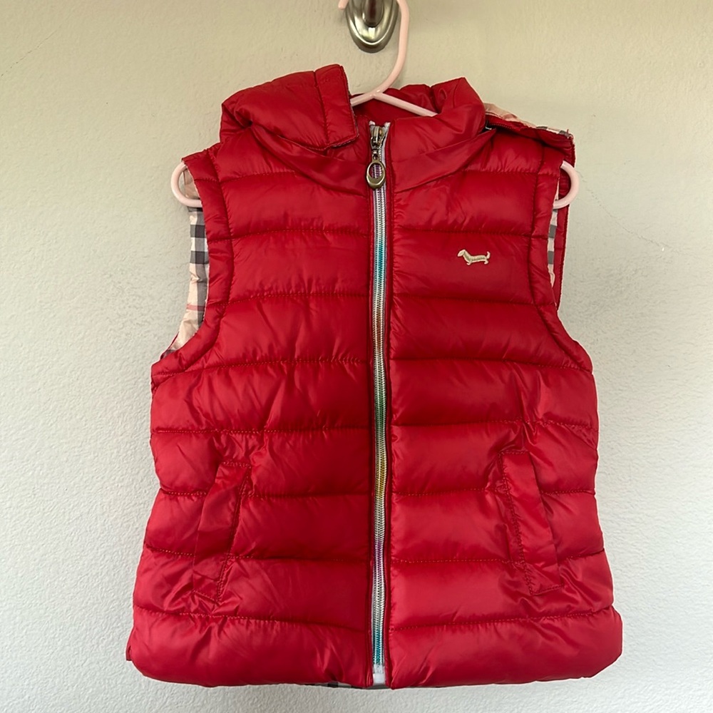 Haimott & Blante Girls Hooded Red Puffer Zip Up Vest